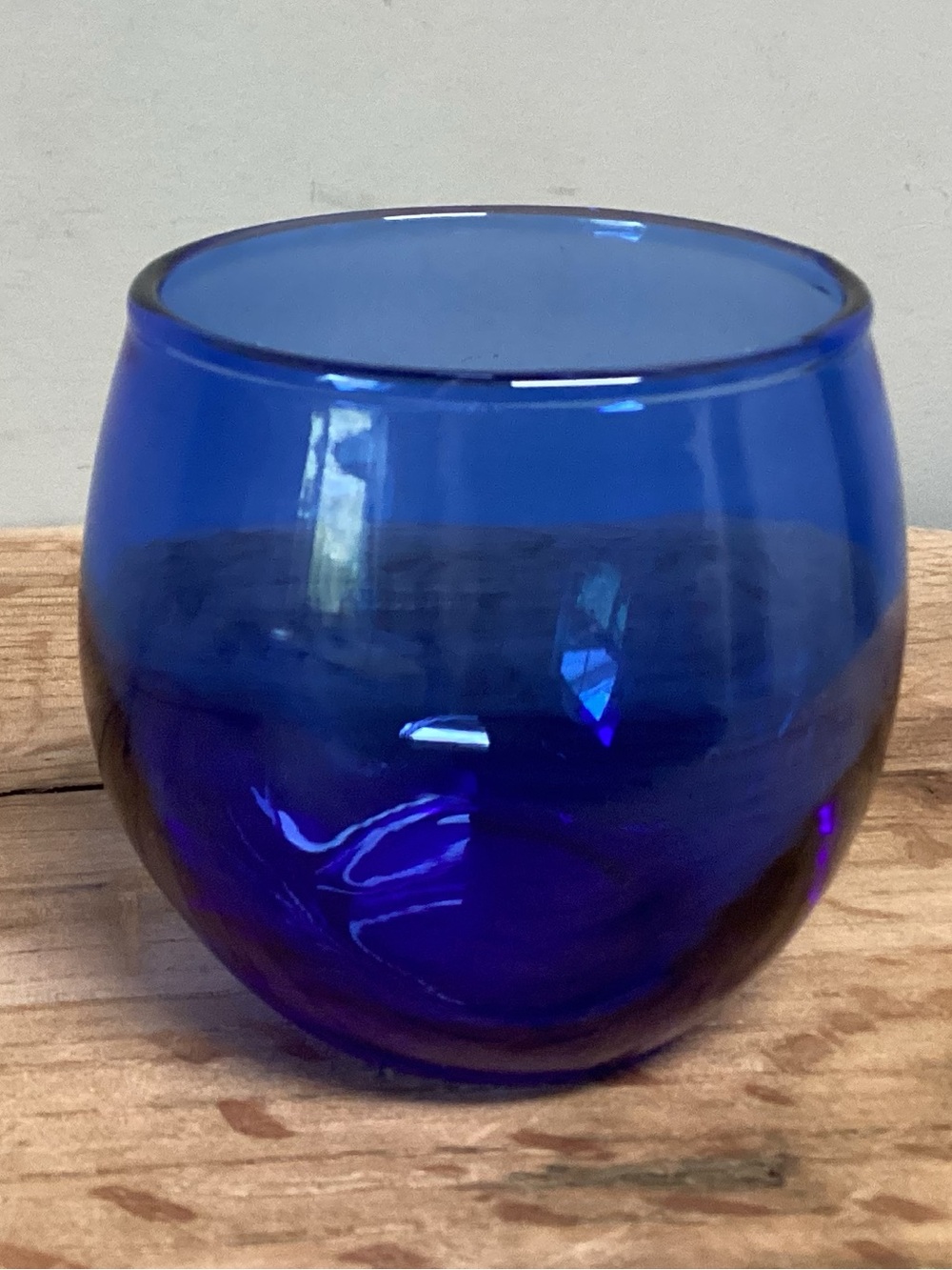 🔵 Vintage - Cobalt Blue Stemless Wine Glass - Whiskey Rocks Glass - Unique
